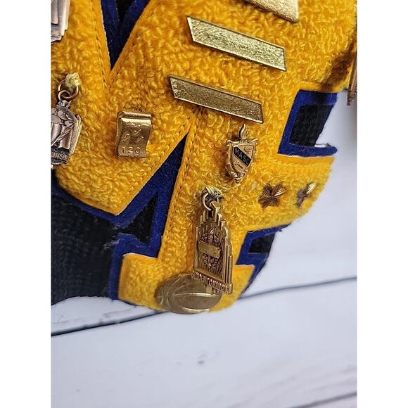 Vintage Academia Medals Puritan Natch Black Letterman Wool Sweater Mens Sz Small - Picture 5 of 16